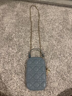 Dior Women's Quilted Leather Crossbody Phone Bag - Slate Blue
